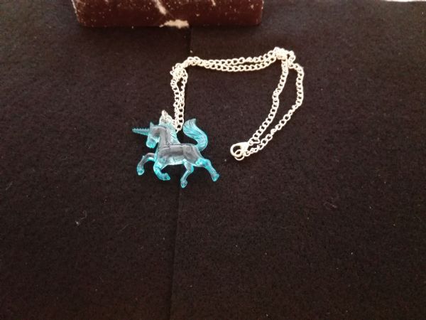 Coloured Unicorn Necklace Blue
