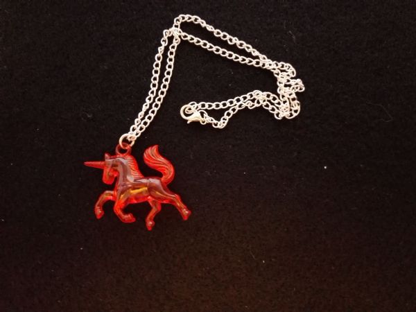 Coloured Unicorn Necklace Red